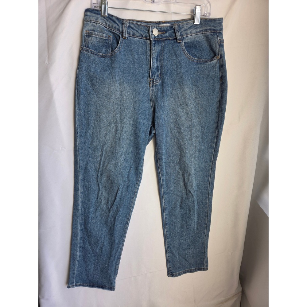 Oak & Poppy Jeans Womens Blue Medium Wash Regular Mid Rise Straight